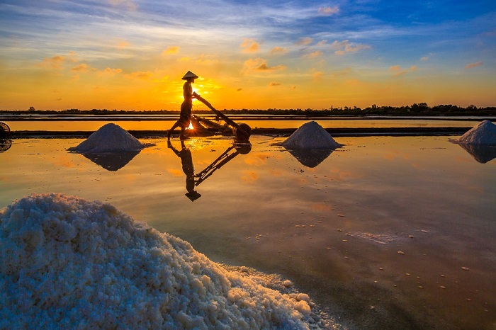 Salt field ninh thuan sunset view - salt field ninhthuan scene of dawn