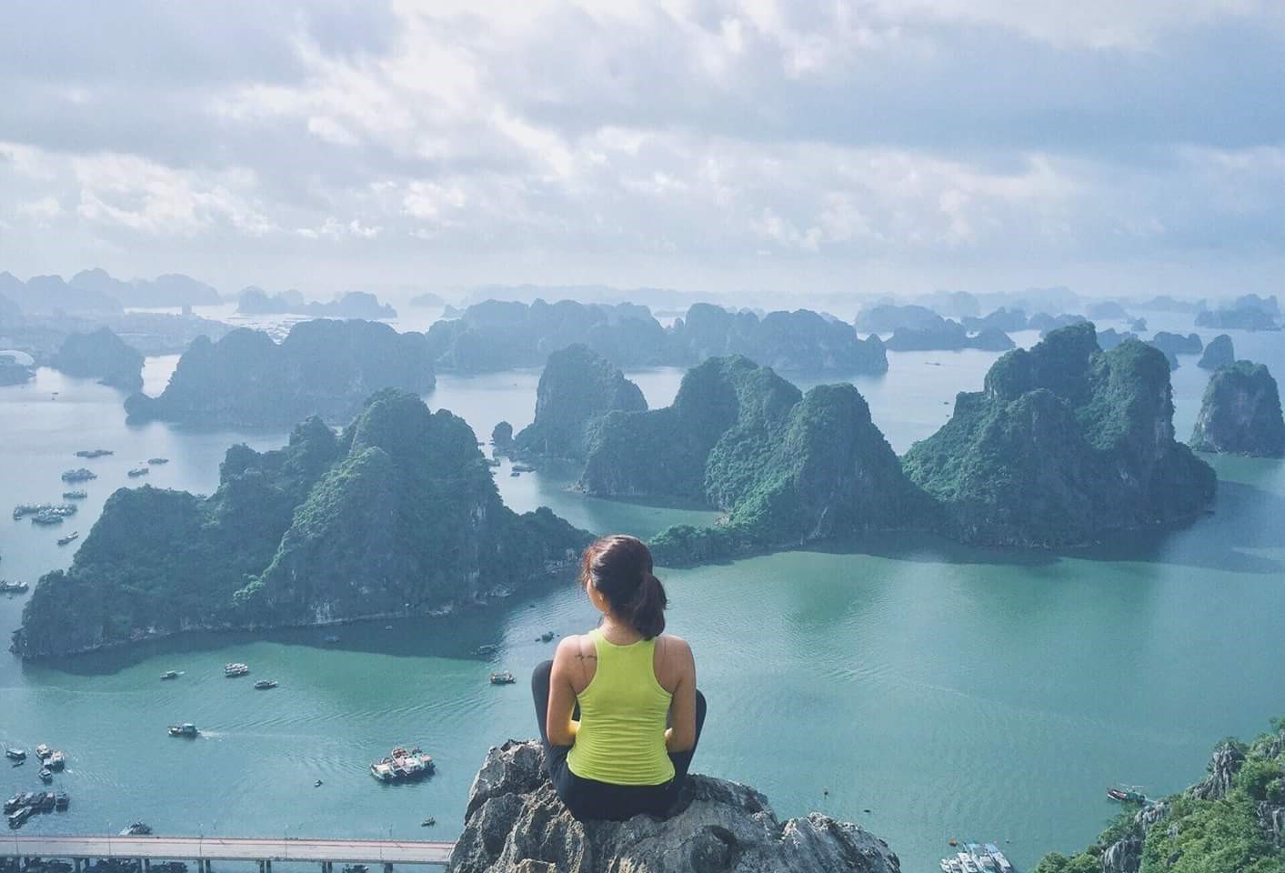 Viewing Ha Long Bay from the peak of Bai Tho city